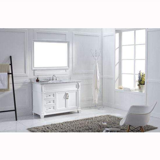 Victoria 48" Single Sink Italian Carrara White Marble Top Vanity with Faucet and Mirror - Vanity Grace Store - Virtuusa