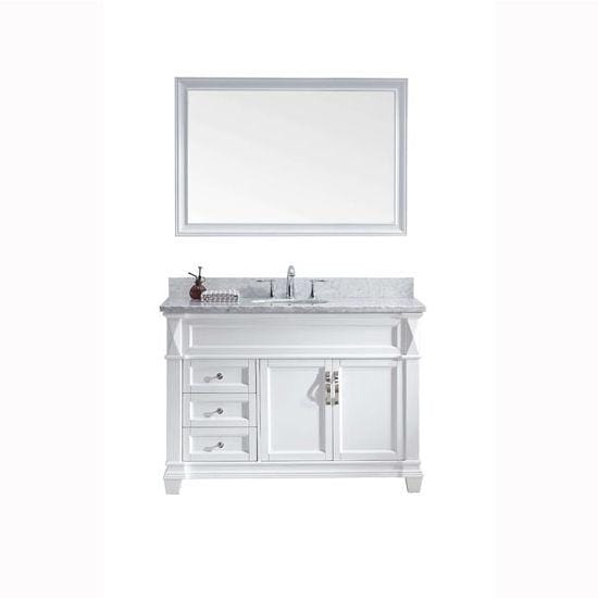 Victoria 48" Single Sink Italian Carrara White Marble Top Vanity with Faucet and Mirror - Vanity Grace Store - Virtuusa