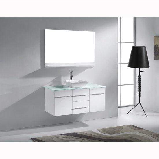 Marsala 48" Single Sink Clear Tempered Glass Top Vanity with Faucet and Mirror - Vanity Grace Store - Virtuusa