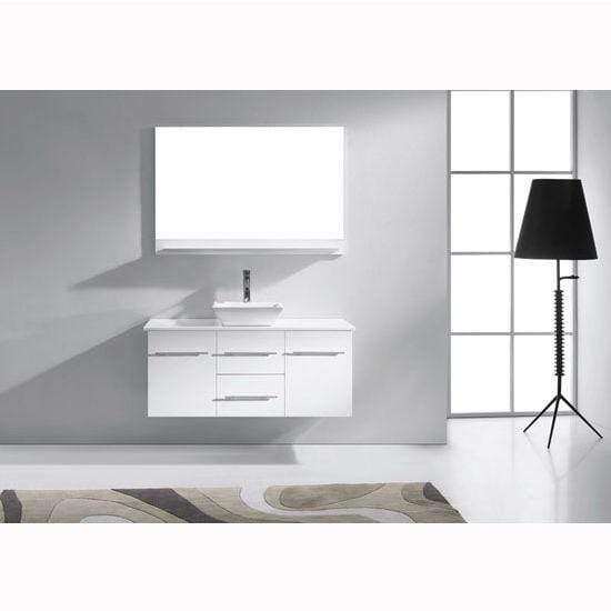 Marsala 48" Single Sink White Engineered Stone Top Vanity with Faucet and Mirror - Vanity Grace Store - Virtuusa