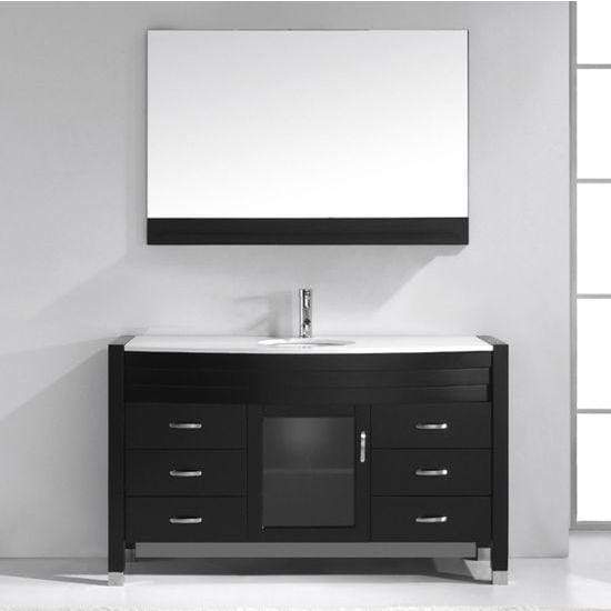 Ava 55" Single Sink White Engineered Stone Top Vanity with Faucet and Mirror - Vanity Grace Store - Virtuusa
