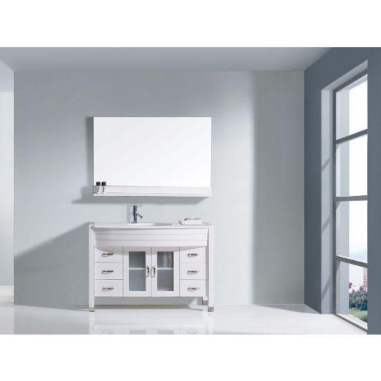 Ava 48" Single Sink White Engineered Stone Top Vanity with Faucet and Mirror - Vanity Grace Store - Virtuusa