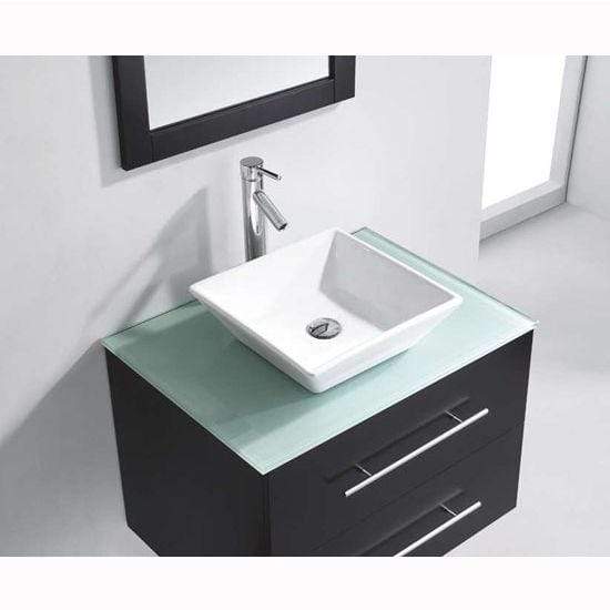Marsala 29" Single Sink Aqua Tempered Glass Top Vanity with Faucet and Mirror - Vanity Grace Store - Virtuusa