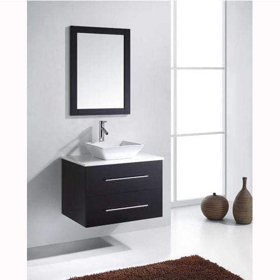 Marsala 29" Single Sink White Engineered Stone Top Vanity with Faucet and Mirror | Virtu USA Caroline Vanity | Vanity Grace | US
