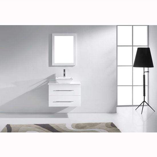 Marsala 29" Single Sink White Engineered Stone Top Vanity with Faucet and Mirror | Virtu USA Caroline Vanity | Vanity Grace | US
