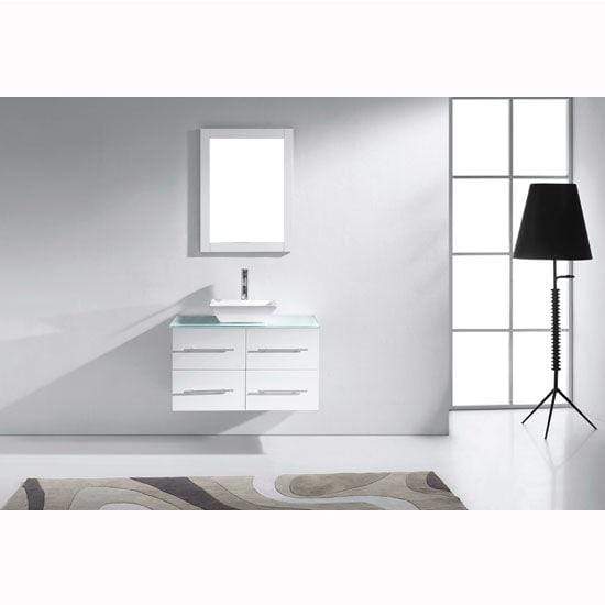 Marsala 35" Single Sink Clear Tempered Glass Top Vanity with Faucet and Mirror - Vanity Grace Store - Virtuusa