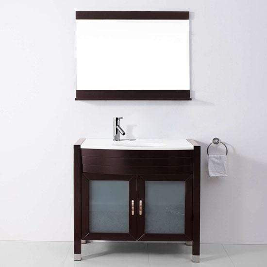 Ava 36" Single Sink Vanity with White Engineered Stone Top with Faucet and Mirror - Vanity Grace Store - Virtuusa