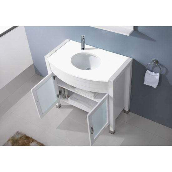 Ava 36" Single Sink Vanity with White Engineered Stone Top with Faucet and Mirror - Vanity Grace Store - Virtuusa
